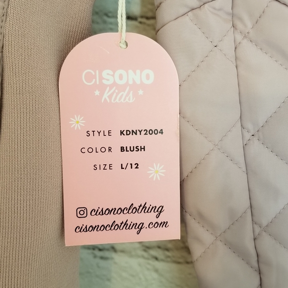 NWT CI Sono Quilted Hoodie Blush Gold Kid Coat - Picture 4 of 8